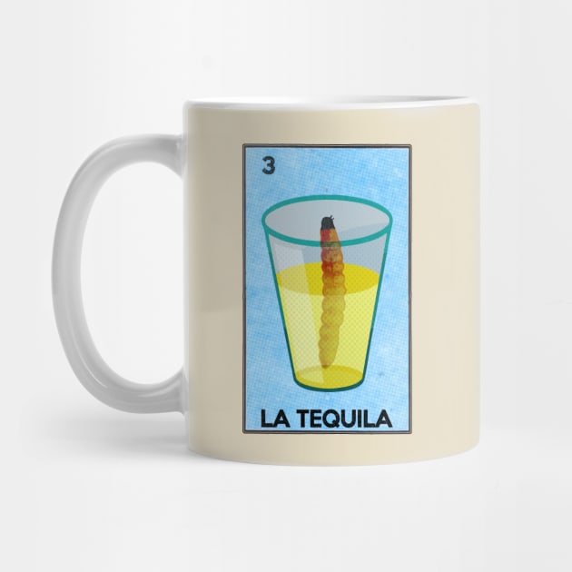 La Loteria Card- Tequila Shot with Worm by Electrovista